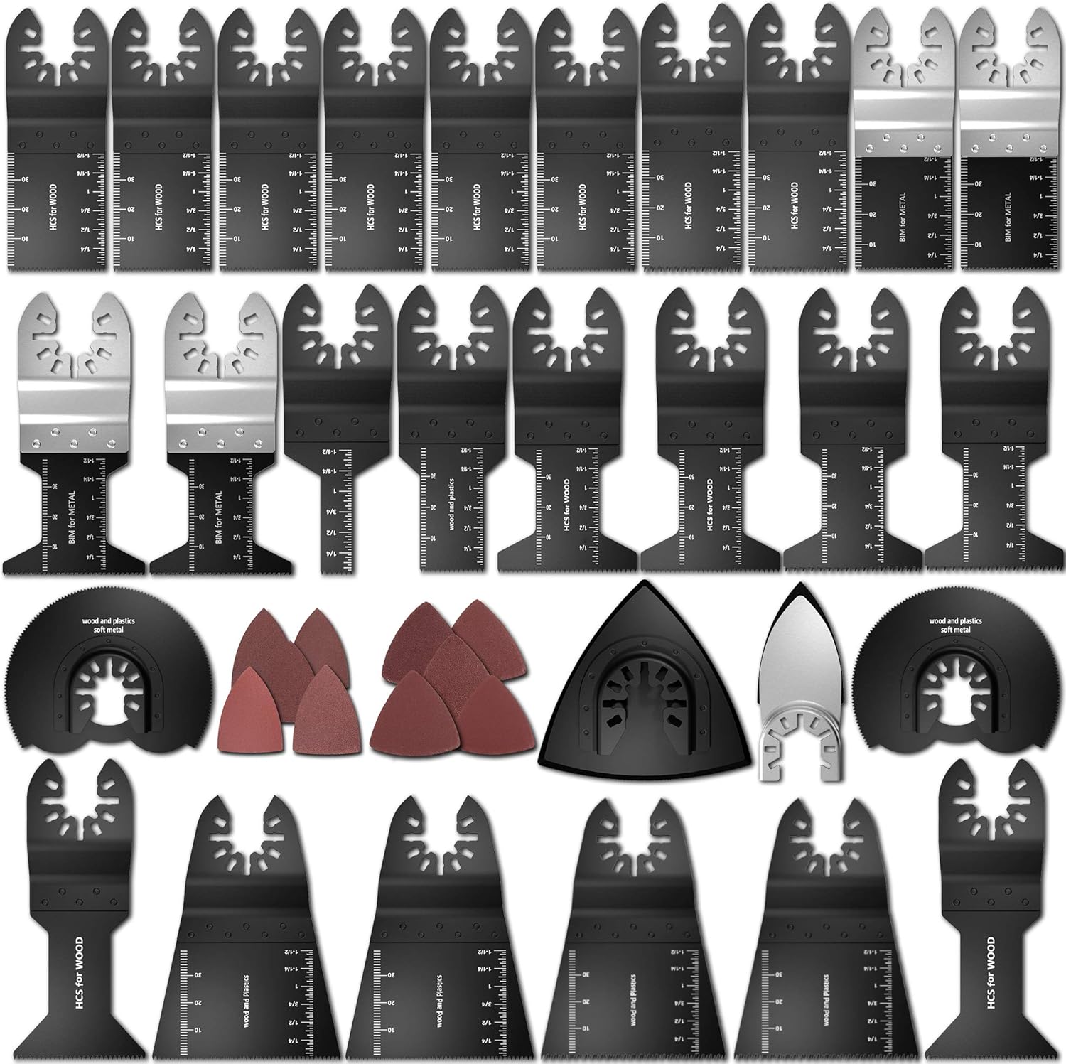 Oscillating Saw Blades 68 Pack, HOTBEST Sanding Scraper Universal Bi-Metal/Wood Oscillating Multi-Tool Quick Release Saw Blades Accessories Kit for Fein Multimaster Porter Cable Black and Decker Bosch