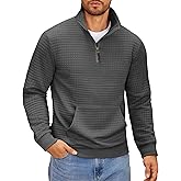 COOFANDY Mens Quarter Zip Sweatshirt Long Sleeve Casual Waffle Pullover Hoodies with Pocket