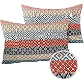 Coutious Outdoor Waterproof Throw Pillow Covers Boho Stripe Tribal Vingtage Lumbar Pillowcases Bohemian Style Pattern Decorative Pillows Cushion Case Patio Pillows for Couch Bed Garden 20 x 12 Inches