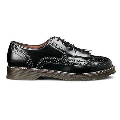 Another A Damen Damen Brogue-Schnürer aus Leder, schwarzer Schnürschuh mit Flügel-Naht und Lyra-Lochung