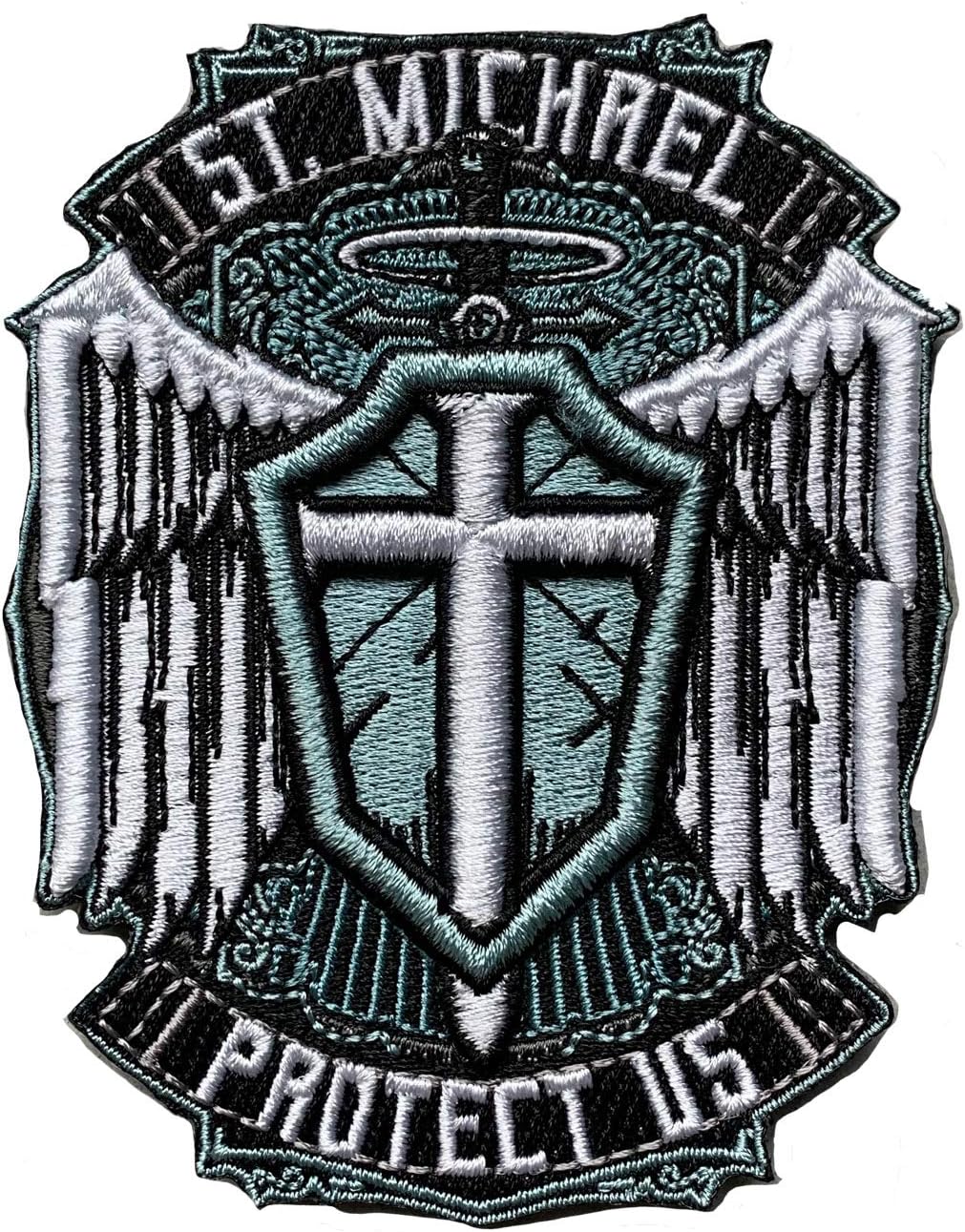 Amazon.com: Archangel St Michael Protect Us EMB Patch (Stone): Sports