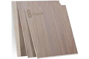 Frylr Walnut Plywood 8pcs - 12"x12"x1/8" A/A Grade Walnut Plywood Wood Sheets - 3MM Thickness Unfinished Wood for Crafts, Laser Cutting and Engraving, Painting, DIY Decoration