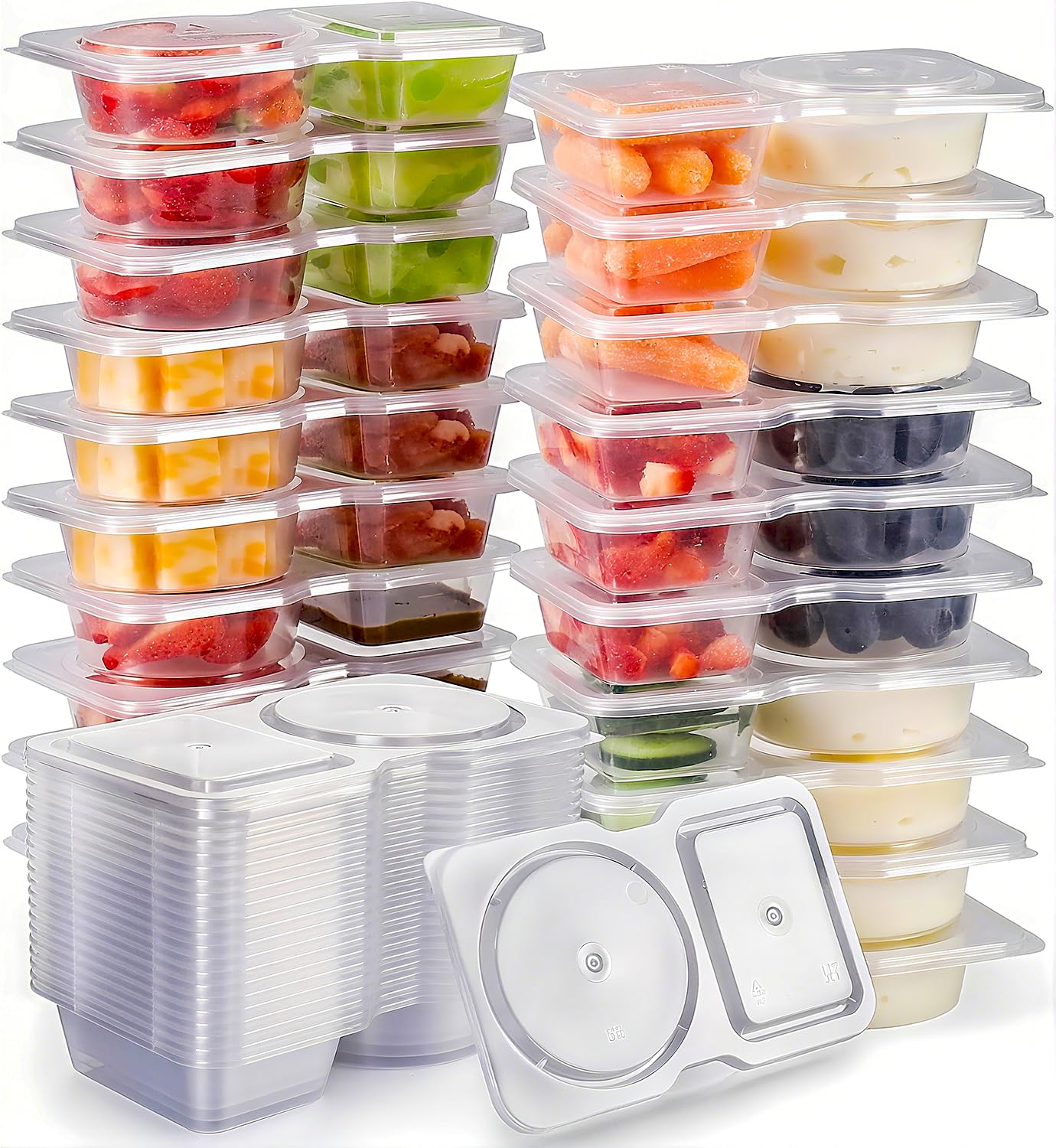Photo 1 of Reusable Snack Containers with Lids 20Pcs,New Snack Containers,Snackle Box Container Portion Control,Snack Pack Containers,Double Compartment Snack Containers for On-the-Go Meals and Camping