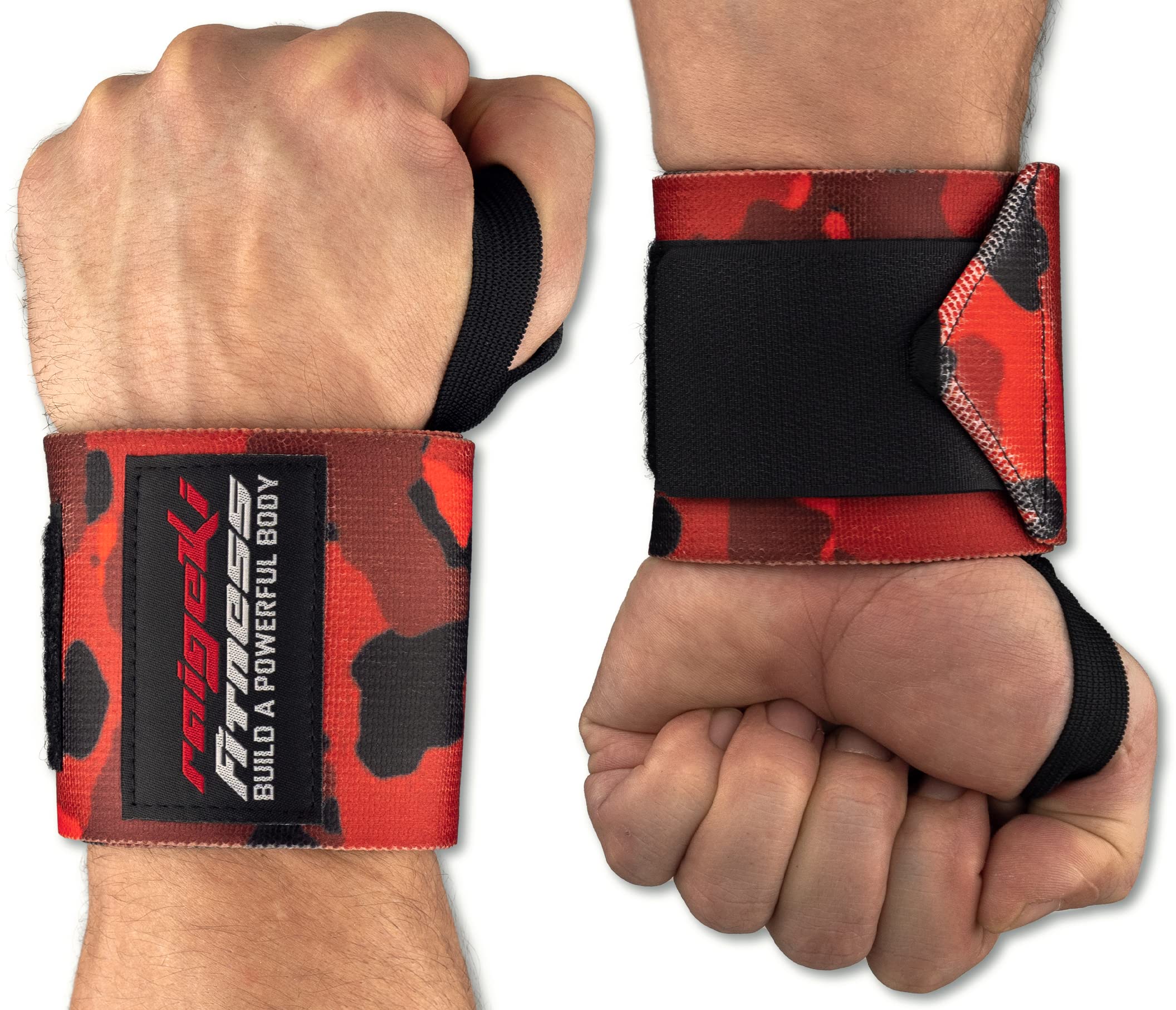 Raigeki Fitness Wrist Bandages [Set of 2] Extra Strong Hold (+ Training Plans) Wrist Wraps for Strength Training - Wrist Wraps for Men and Women
