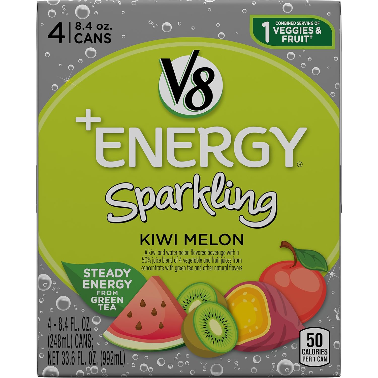 V8 +Energy Sparkling Healthy Energy Drink, Natural Energy