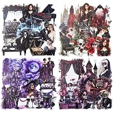 AuriicLeaf 100 Pcs Victorian Gothic Stickers for Scrapbooking | Masquerade scenes, roses, pianos, castles and skulls on transparent, water-resistant PET for journaling and collages