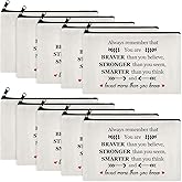 Saintrygo 10 Pieces Inspirational Cosmetic Bag for Girls Women Makeup Bag Encouragement Birthday Friendship Gifts for Nurse Teacher Canvas Travel Organizer Pouch
