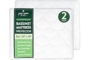 Joey + Joan Waterproof Bassinet Mattress Pad Cover Compatible with Graco Bassinets & Travel Lite Crib – 2 Pack Quilted Mattre