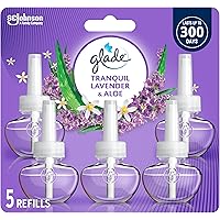 Glade PlugIns Air Freshener Oil Refill, Scented and Essential Oils for Home and Bathroom, Tranquil Lavender & Aloe, 5 Refills