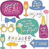 Big Dot of Happiness Engagement Photo Booth Props Kit - 20-Piece Props Set, Premium Party Photography Accessories, Celebration Decorations, DIY Assembly with Sticks and Adhesives - Colorful