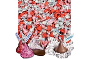 SWEETSOME Hershey's Valentine's Day Kisses Milk Chocolate Candy - Pink, Red and Silver Valentine's Day Foils - Individually Wrapped Bulk Kisses Giftable Candy - 2 Pound
