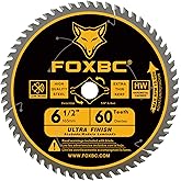 FOXBC 6-1/2 inch Circular Saw Blade Ultra Fine Finish 60-Tooth for Wood Cutting, Thin-Kerf with 5/8" Arbor