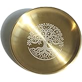 AMITOFO 5.5 Inch Golden Decorative Bowl - Life Tree Prayer Ritual Plate Great fo Altar Use, Incense Burner, Smudging Bowl, Offering Bowl, Jewelry Plate