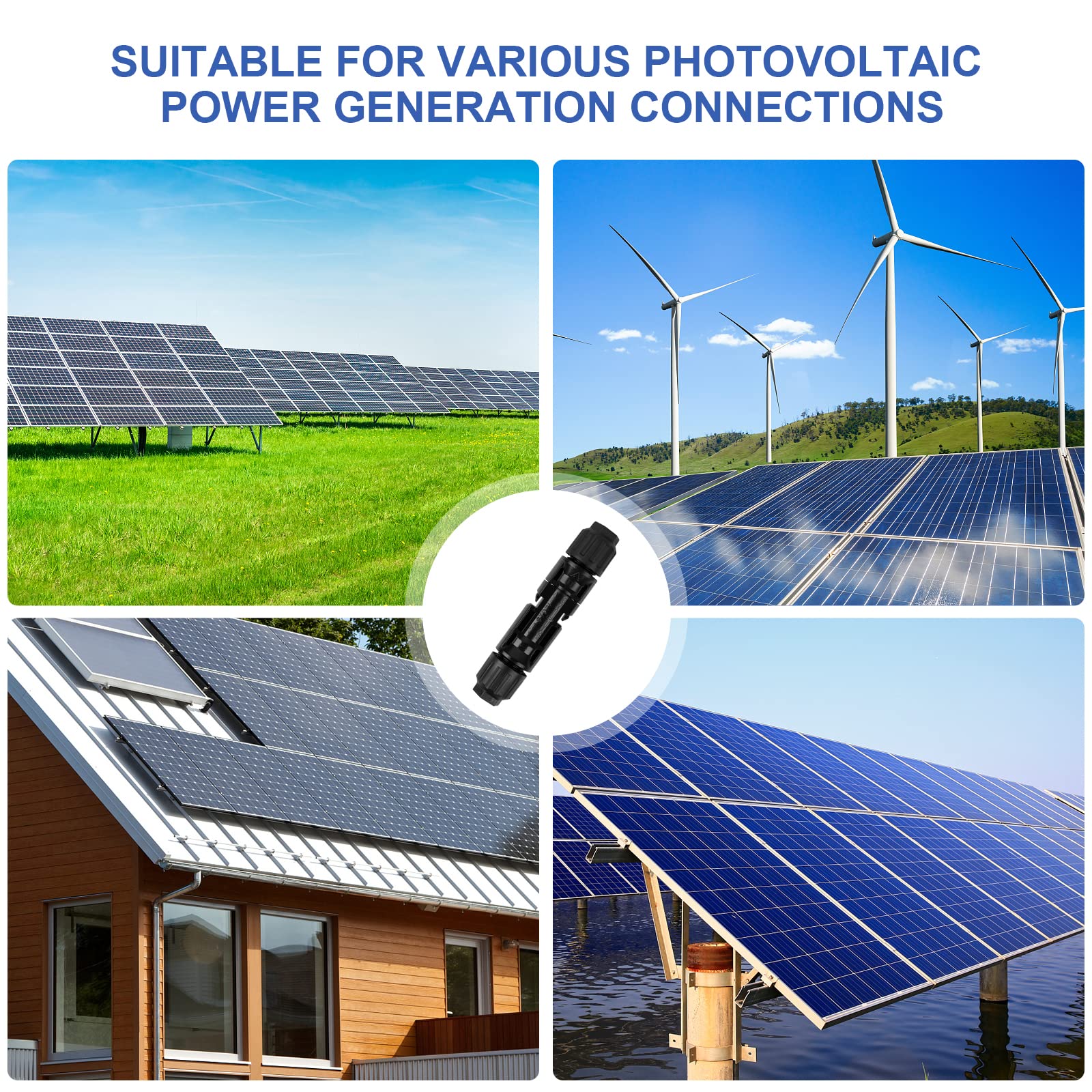Solarpanel Stecker, 15 Paar Solarstecker, Stecker mit 2pcs Schraubenschlüssel, Photovoltaik Steckverbinder IP67 7