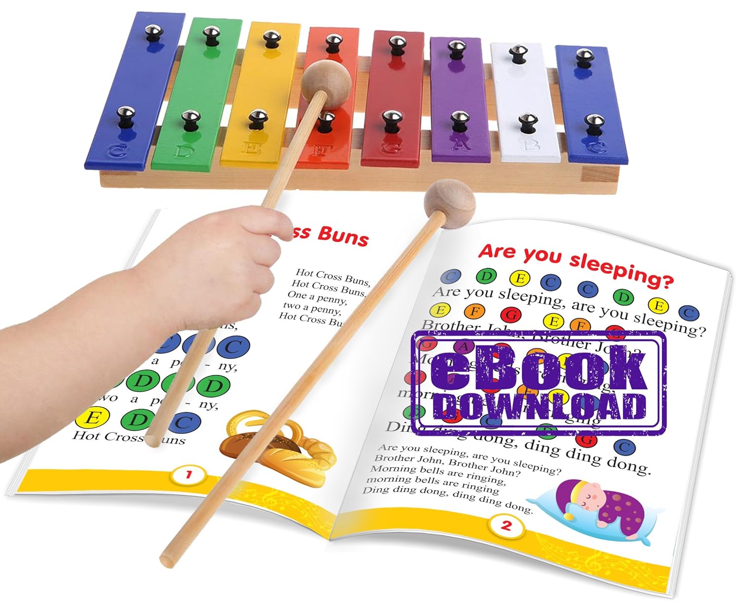 Glockenspiel 8 Notes Color Xylophone for Kids with metal bars and