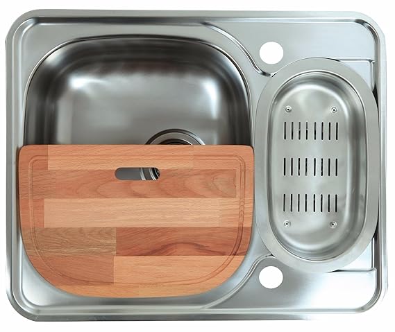 Poliert Rundum 1,5 Schüssel Edelstahl Küche Spüle mit Schneidebrett und
