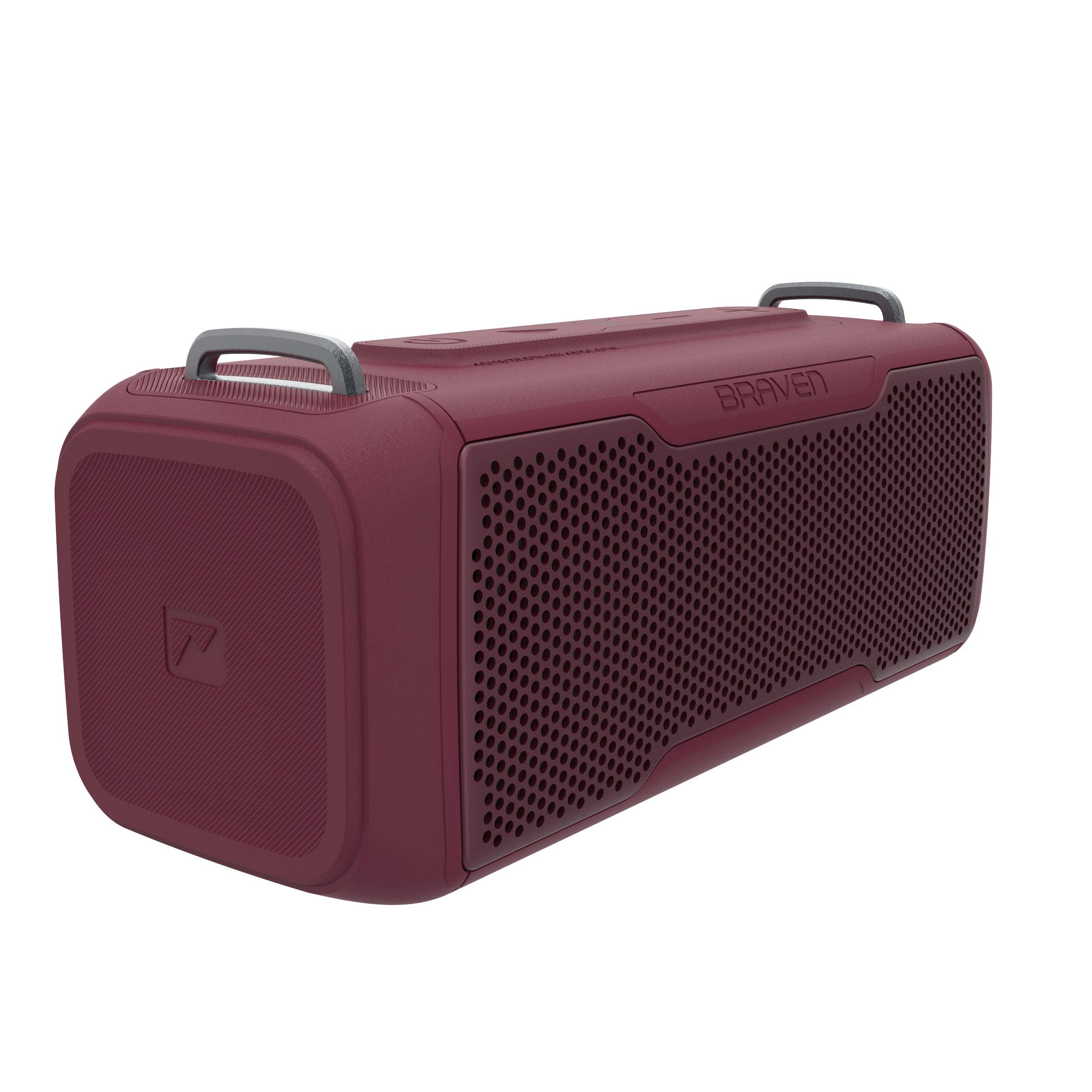 Braven BRV-X/2 Rugged IPX7 Waterproof Bluetooth Speaker 20W with Wireless Stereo Pairing and 18-Hour Playtime - Red
