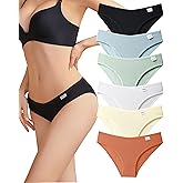 Cotton Underwear for Women Cute Low Rise Ribbed Bikini Breathable Sexy Hipster Womens Cheeky 6 Pack