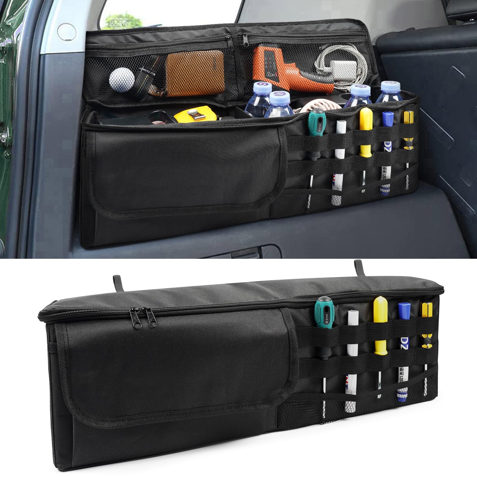 Photo 1 of Car Trunk Organizer Compatible with Toyota FJ Cruiser 2007-2021, Multifunctional Car Storage Organizer Bag for FJ Cruiser Accessories, Large Capacity Rear Storage Bag with 3 Mountable Velcro