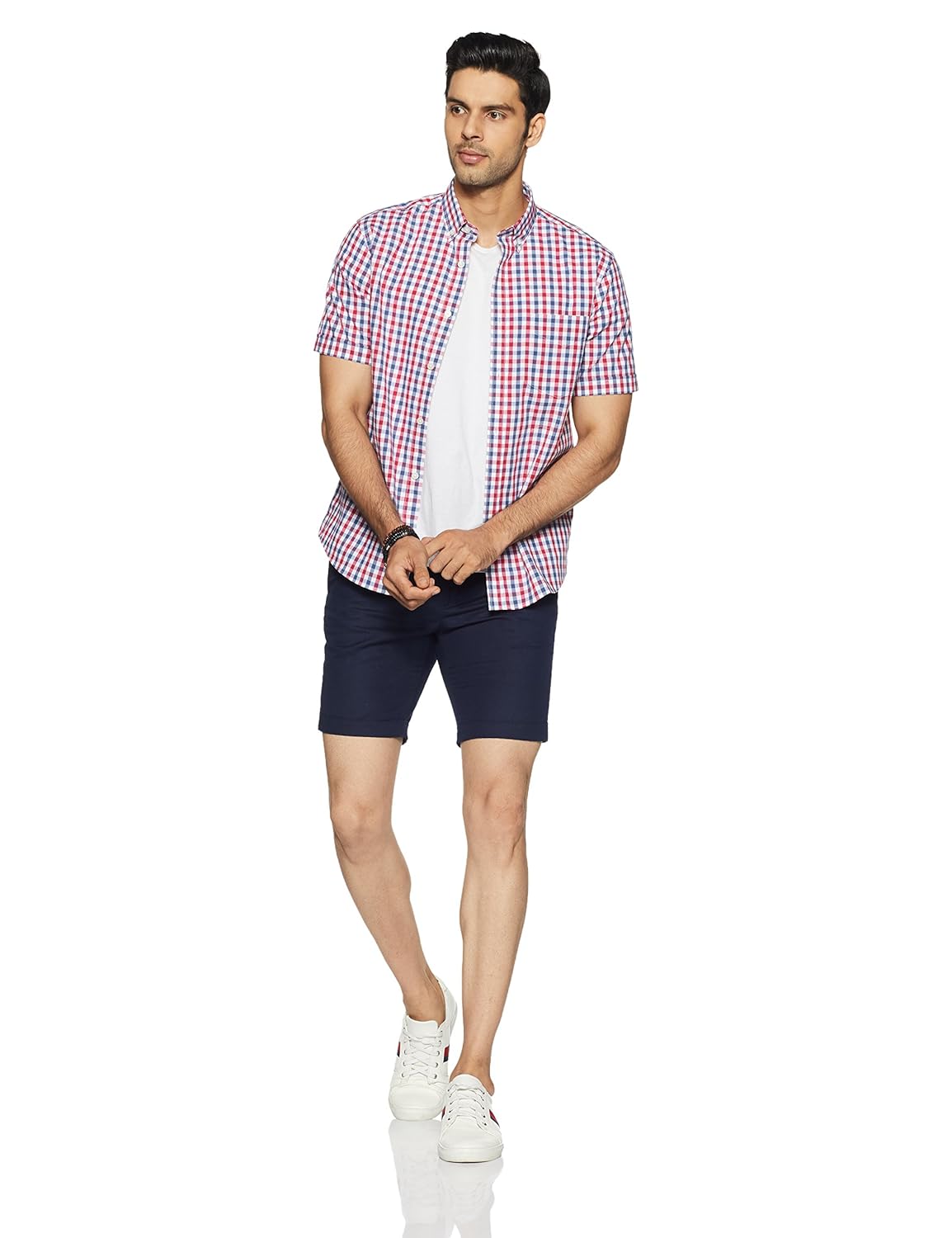 marks & spencer men's checkered regular fit casual shirt