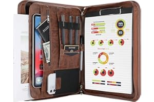 ProCase Portfolio Business Padfolio Folder with Zipper, Conference Meeting Executive File Legal Document Organizer with Pocke