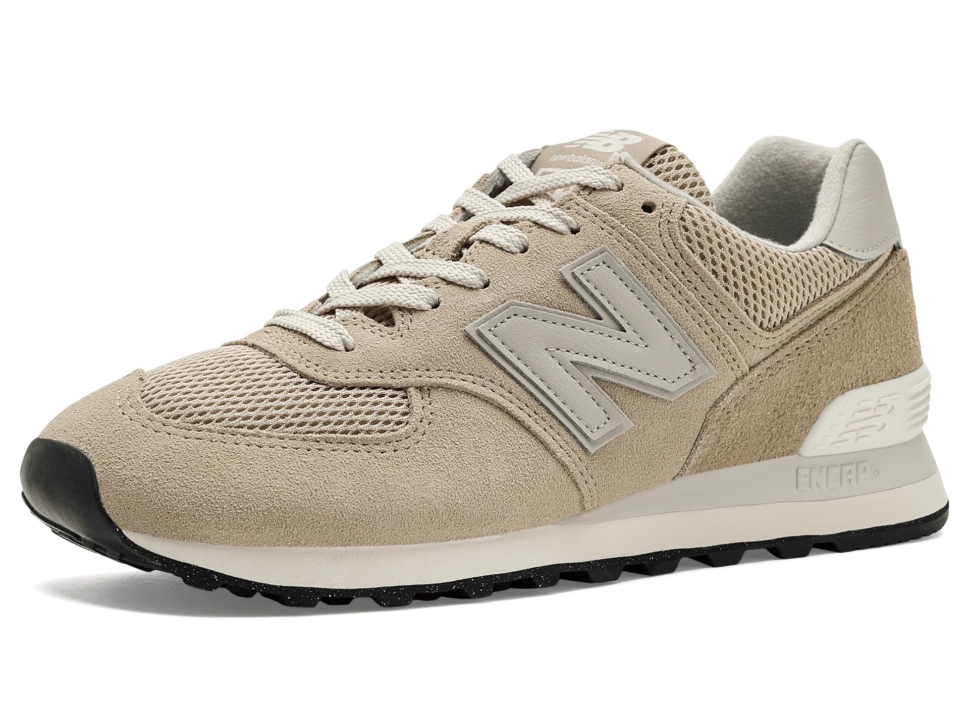 New Balance Women's 574 Sneaker, Beige/Nb 102 White, 5.5 Image