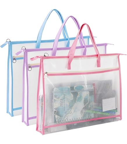 4 Sacs De Projet A3 Pour Quilting Et Artisanat - Maille Transparente - Rangement