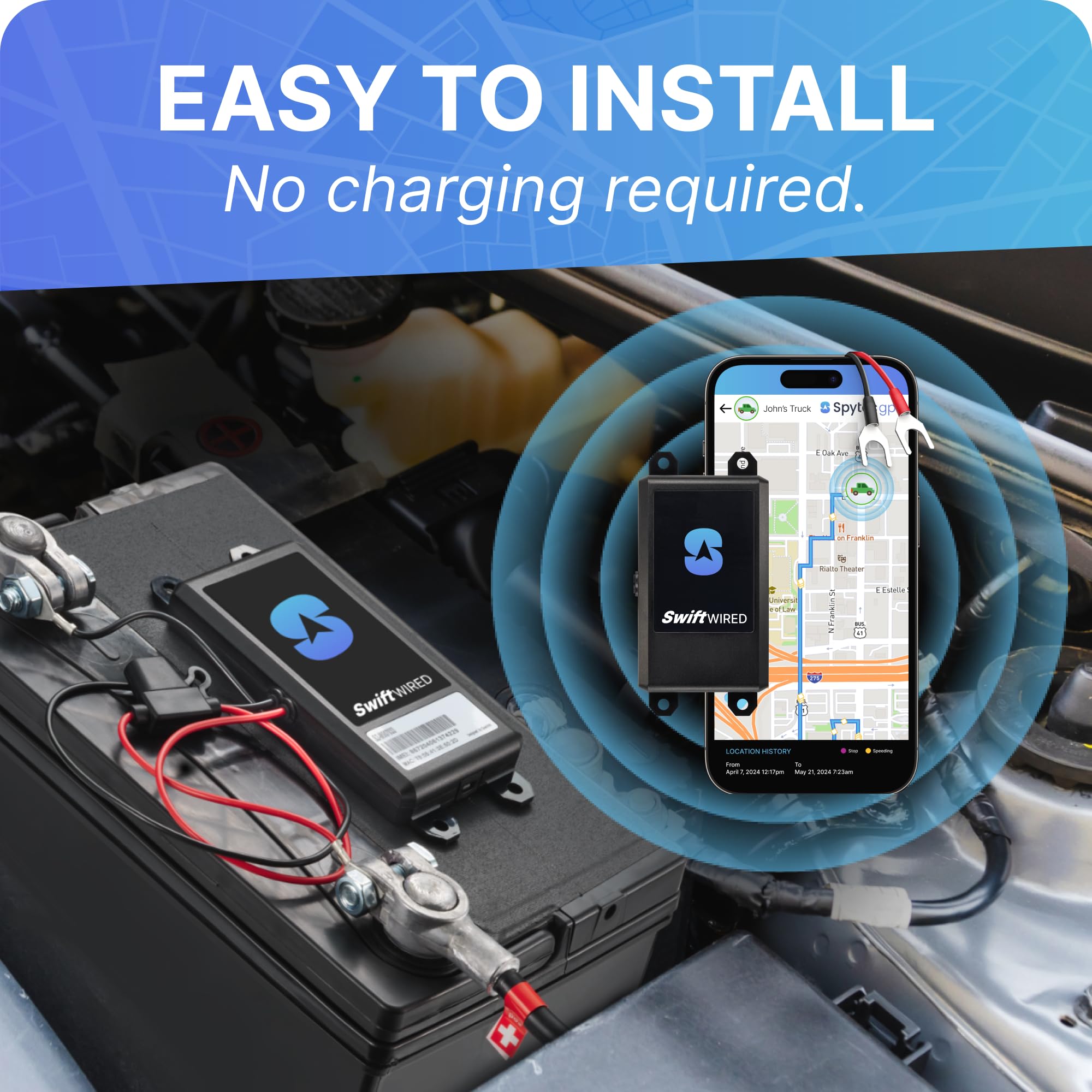 Spytec Wired GPS Tracker for Vehicles, Cars & Trucks | 3 Mo Prepaid Subscription | Waterproof Real-Time GPS Tracker, Speeding & Geofencing Car Tracker Alerts, E-Z Install | US, Rural & Global Coverage