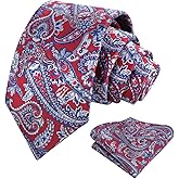 Alizeal Mens 3.15inches Vintage Paisley Tie with Pocket Square Set