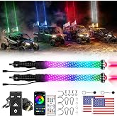 KEMIMOTO Universal 2-in-1 2pc 2ft Whipless LED Fat Whip Lights | 642 LED With 10W Whipless Alien Beam, APP Remote &amp; Integrated Rocker Switch Control, 360&deg; Spiral Multi-Color Alien, IP67
