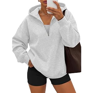 ANRABESS Womens Oversized Quarter Zip Hoodies | Comfy FLeece Long Sleeve Sweatshirts ，Casual Loose Fit ，Fall Fashion Clothes，