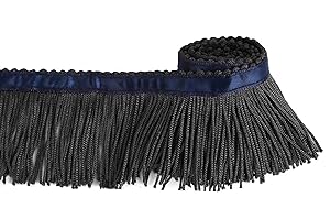 BEL AVENIR Tassel Fringe Trim 6.8 Yard x 2 Inches Sewing Fringe Trim with Blue Ribbon DIY Decoration for Clothes and Home Accessories (Black, 6.8 Yard x 2 Inches)