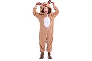 Cuteshower Kids Reindeer Christmas Outfits Onesie Pajama Role Play Animal Costume Halloween Cosplay Party