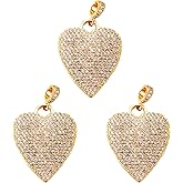 BEEFLYING 3pcs Valentine's Day Heart Brass Cubic Zirconia Charms Pendants Heart Shape Brass Pendants with Hanger Links for Jewelry Necklace Bracelet Making