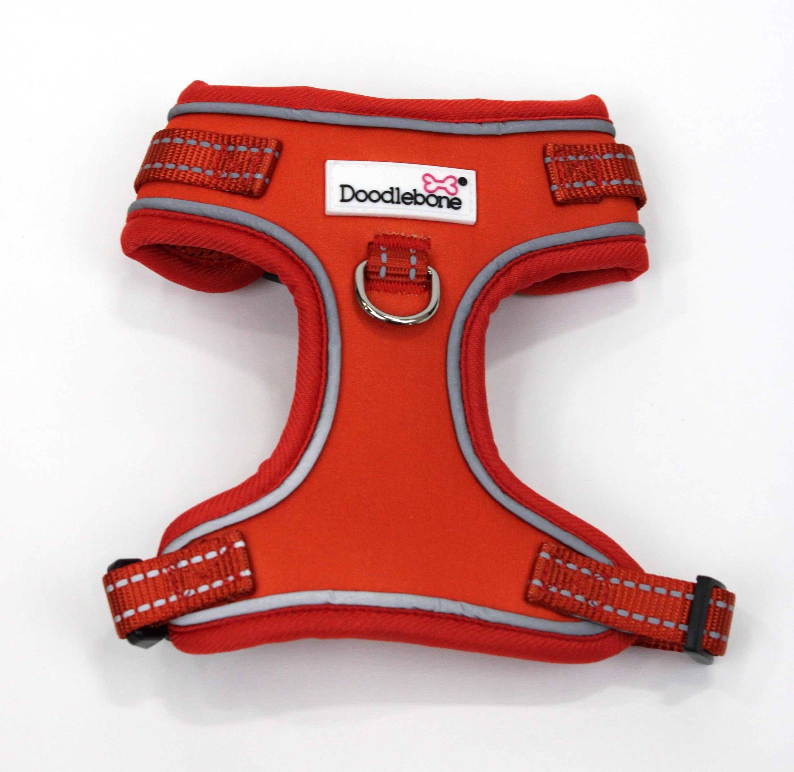 Doodlebone - Adjustable Airmesh Harness - Over Head Dog Harness with Adjustable Neck and Chest, Dual D Rings, Breathable Mesh and Reflective Trim for Walkies - Size 4-7 - Pumpkin — image 1