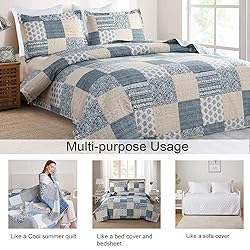 Plaid Quilt Set Queen Size Bedspread Coverlet