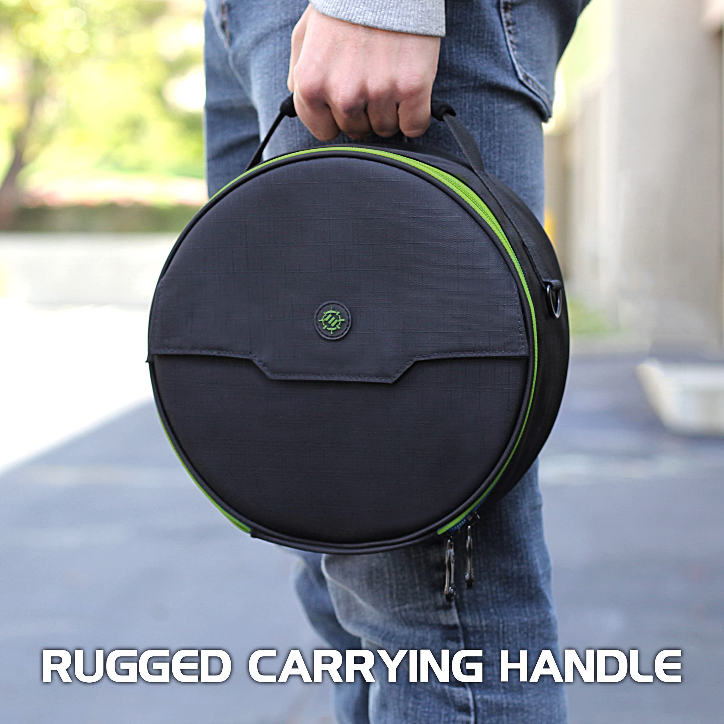 ENHANCE Portable Headphone Case for Wired & Wireless Headsets - Universal Headset Case Compatible with Xbox, Beats, Bose & Gaming Headphones - Accessory Storage, Strap & Carrying Handle - Green