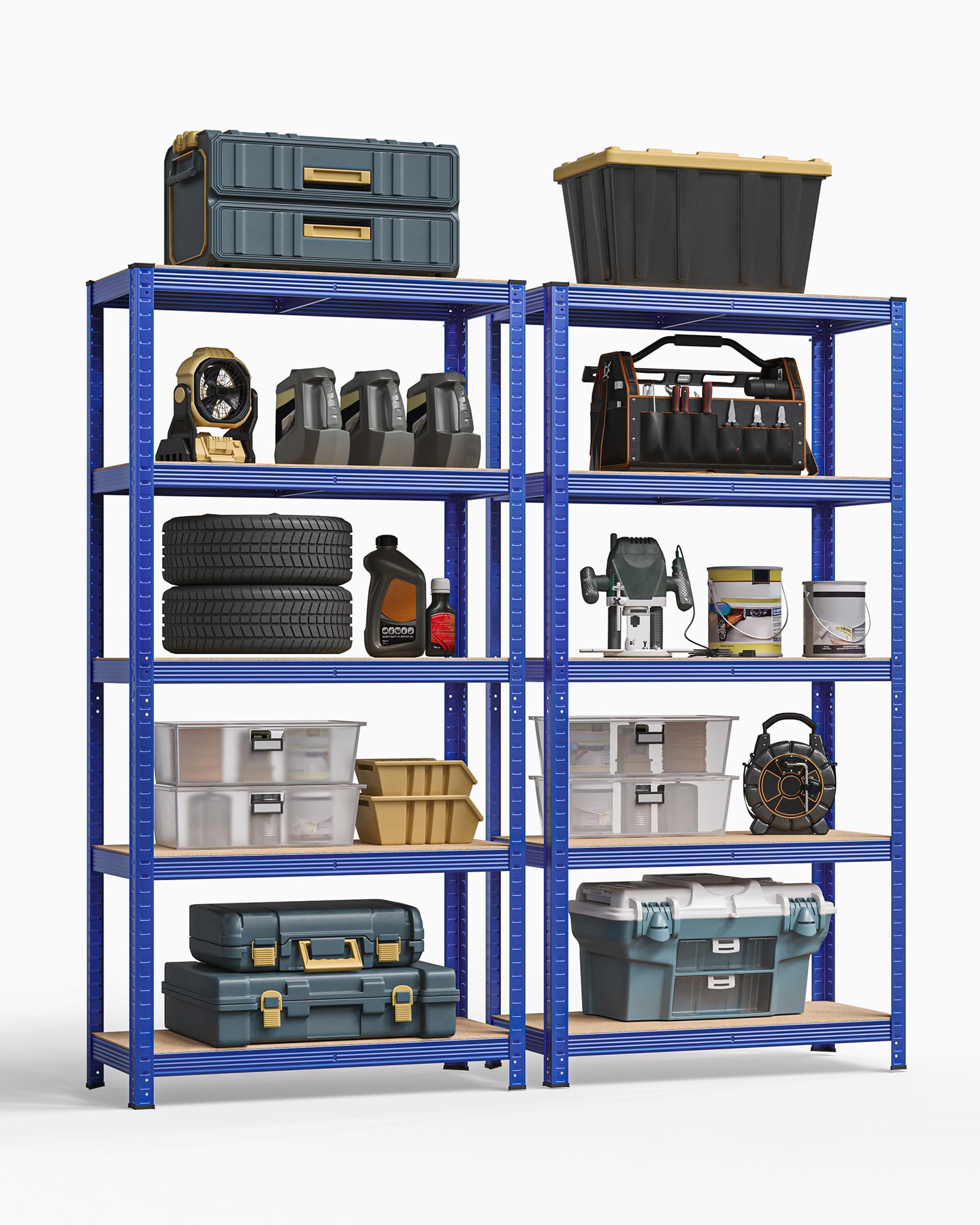 SONGMICS Schwerlastregal, 2er Set, Kellerregal, Lagerregal, 40 x 90 x 180 cm, Regal mit Stahlgestell, jeweils bis 875 kg belastbar, 5 verstellbare Ablagen, blau GLR040Q02 9