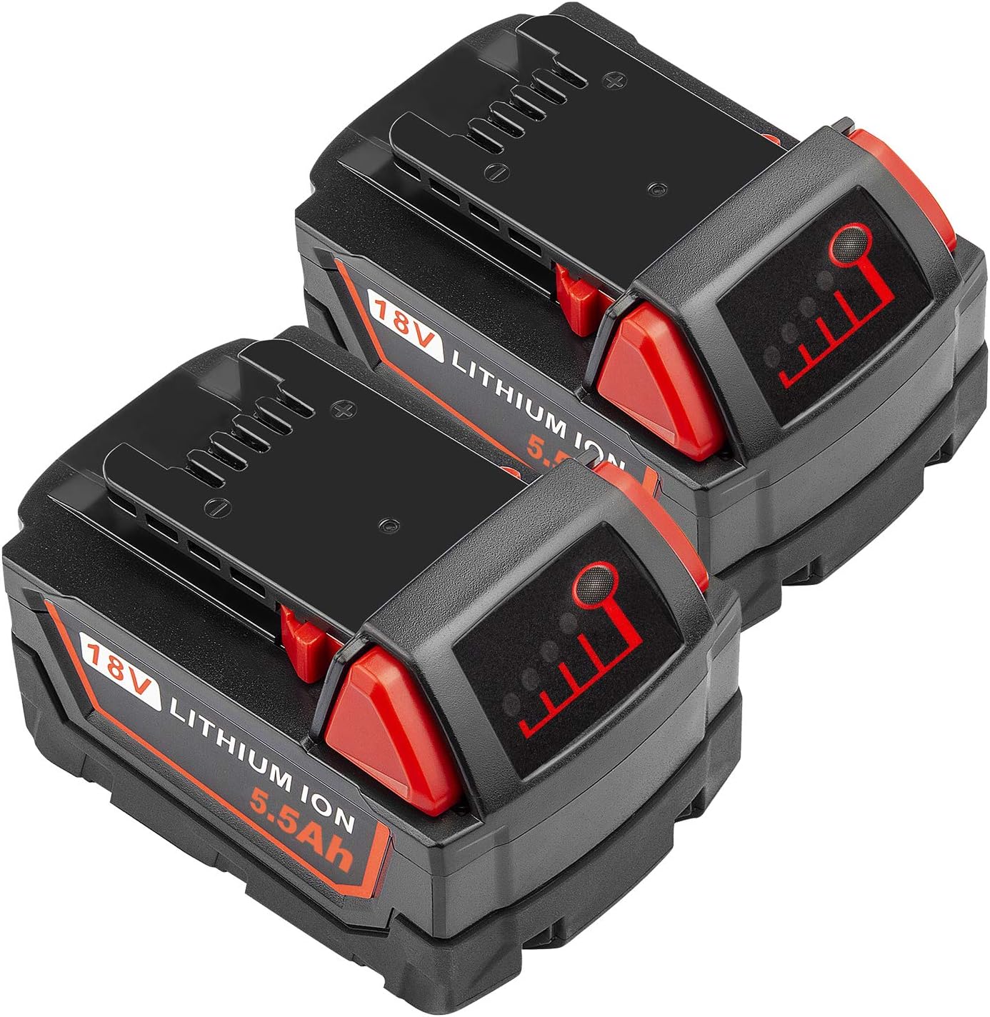 LabTEC 2 Packs 18V 5500mAh Lithium Battery Replacement for Milwaukee 18V Battery for M18 48-11-1840 48-11-1828 48-11-1820 48-11-1815 48-11-1850 Cordless Power Tool BATTERY