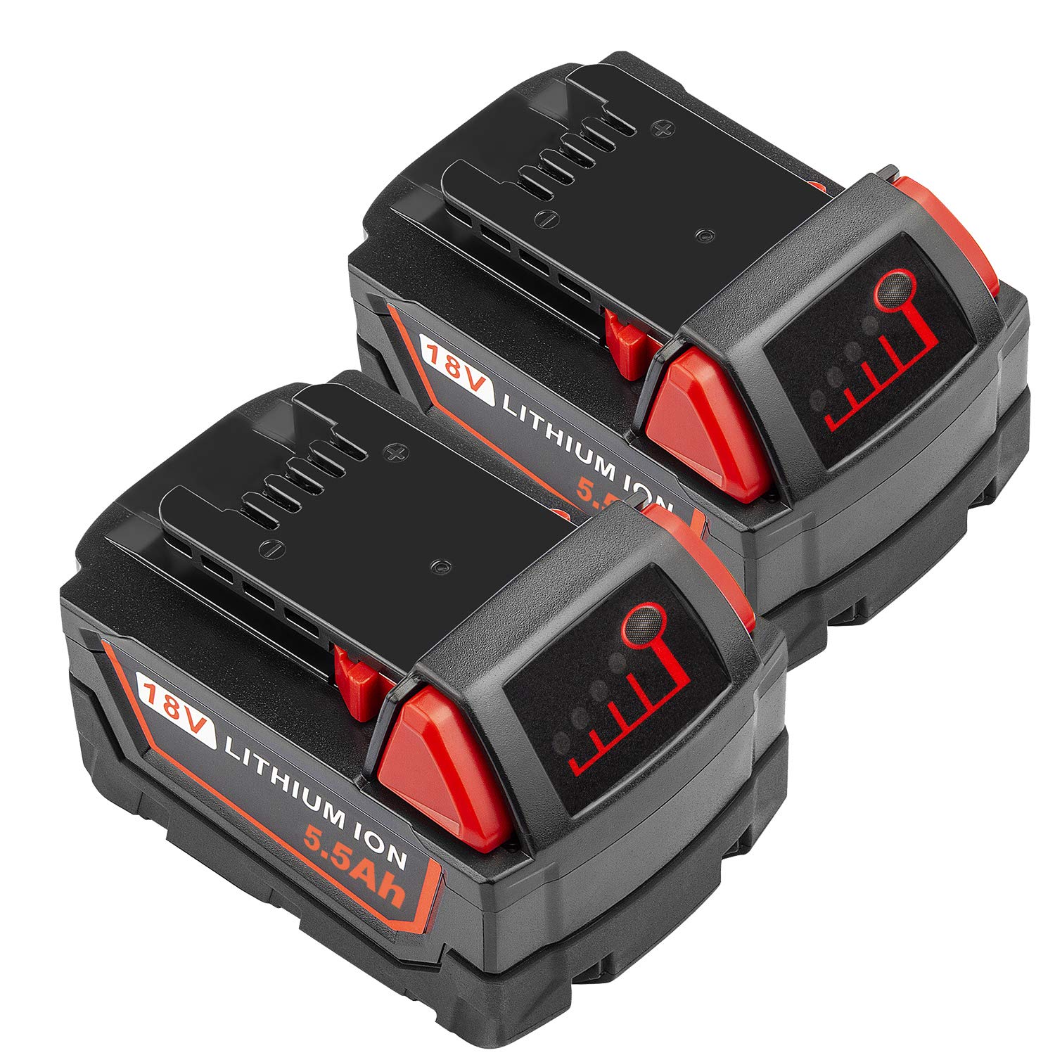 LabTEC 2 Packs 18V 5500mAh Lithium Battery Replacement for Milwaukee 18V Battery for M18 48-11-1840 48-11-1828 48-11-1820 48-11-1815 48-11-1850 Cordless Power Tool BATTERY