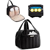 Marscamd Quilted Wearable Breast Pump Bag with Cooler Compartment, Wearable Pump Case Compatible with Momcozy and Most Brand Hands-Free Breast Pumps, Black