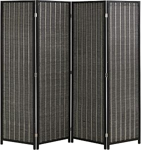 FDW Room Divider Folding Privacy Screen 4 Panel 72 Inches High 17.7 Inches Wide Room Divider for Living Room Bedroom Study (Black)