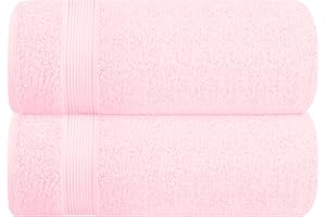 Belizzi Home Cotton 2 Pack Oversized Bath Sheet 35x70, Large Bath Sheet, Ultra Soft, Absorbent, Compact, Eco-Friendly, Recyclable, Quick Drying and Lightweight Towel - Pink