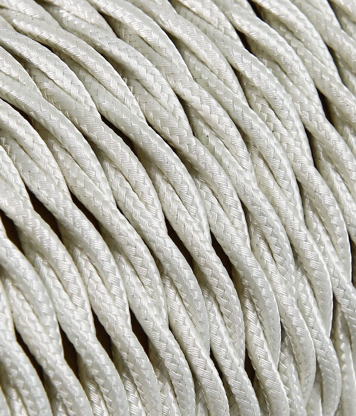 Electric Cable Braid/Braided Textile Coated Ivory Section 3x2.50 (15 Metres)