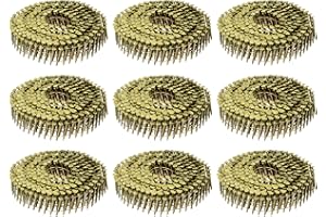 uxcell 3600 Count Siding Nails 1" x 0.083" 15-Degree Ring Shank Full Round Head Collated Wire Coil for Lath and Sheathing Mat
