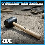 OX Tools 24 oz Trade Black Rubber Mallet Professional Heavy Duty view 8