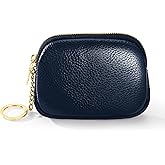 Xzenuo Genuine Leather Coin Purse, Small Change Purse Keychain Wallet for Women, Mini Coin Pouch with Zipper, Royal Blue