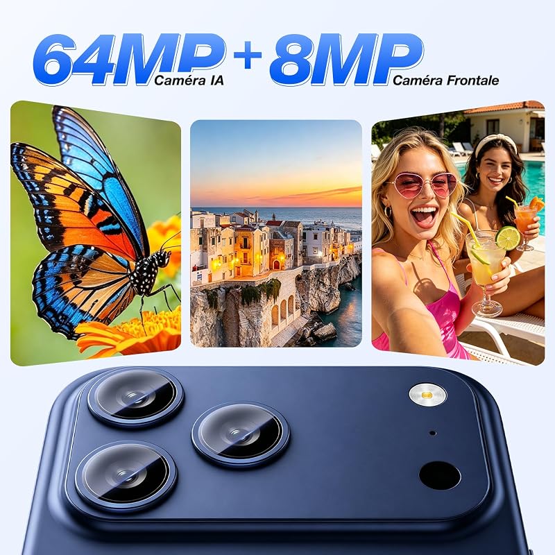 C17 Plus Telephone Portable Android 16, 6.9" 120Hz, 24+256GO Bleu