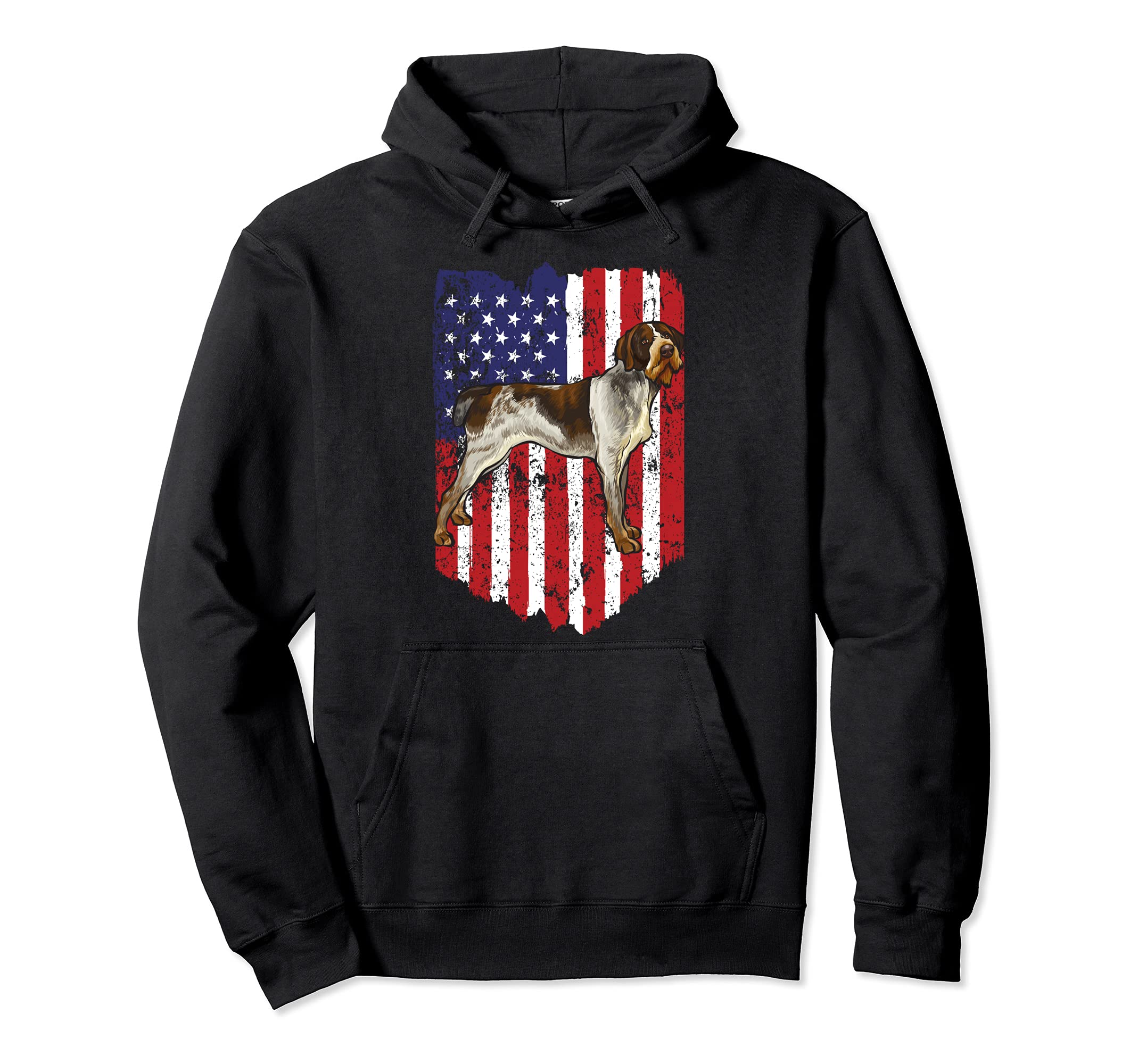 American Flag German Wirehaired Pointer 4th Of July USA Pullover Hoodie