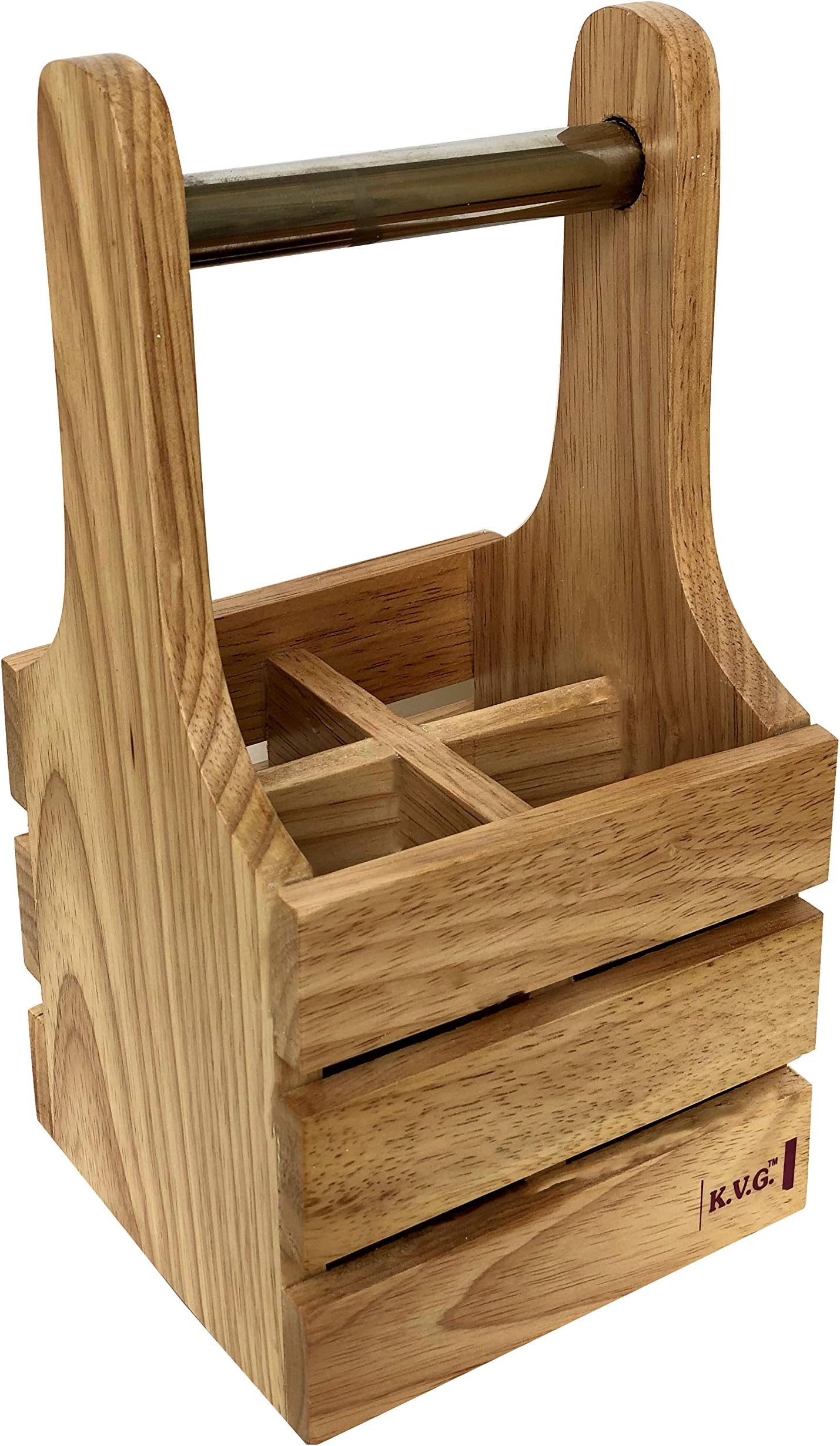 Saanveria KVG Revolving Wooden Spoon Stand/Cutlery Holder, Brown